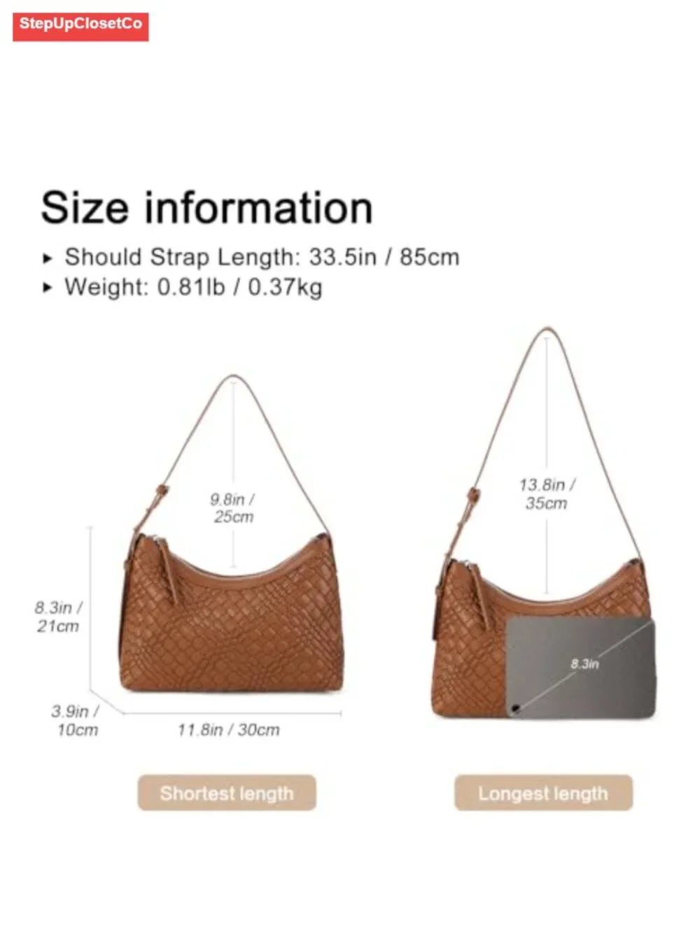 Handwoven Hobo Shoulder Bag Vegan Leather Adjustable Strap